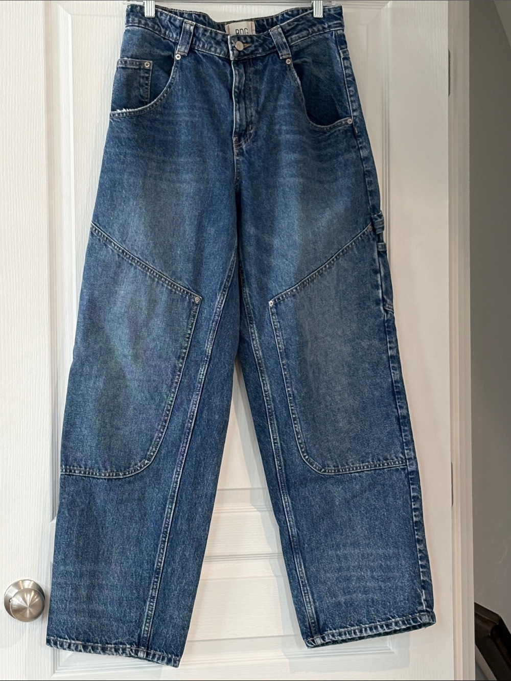 BDG Bella Baggy Carpenter Jeans in Dark Blue Wash- Double Knee